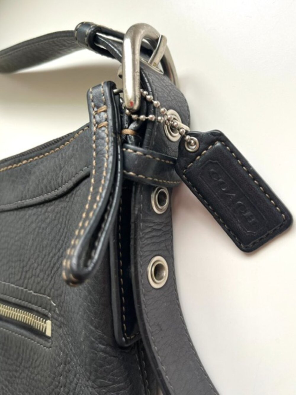 Coach Black Pebbled Black Leather Crossbody Bag - Picture 4 of 10